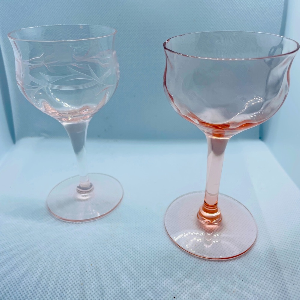 Vintage Pink Depression Port Glasses